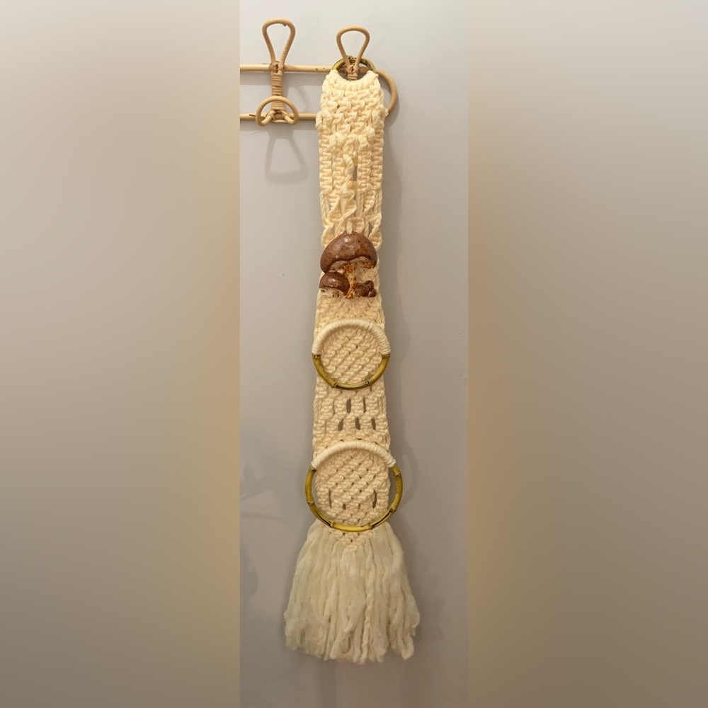 Vintage Mushroom Macrame Mushroom Towel Holder
